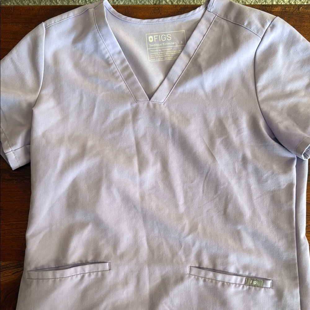 Figs Lavender V-Neck Scrub Top